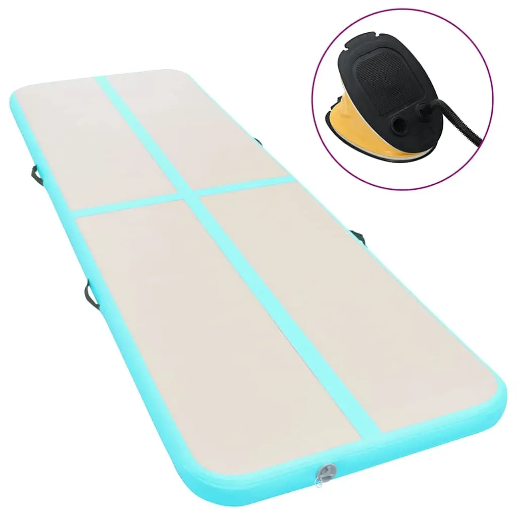 vidaXL Oppblåsbar gymnastikkmatte med pumpe 300x100x10 cm PVC grønn