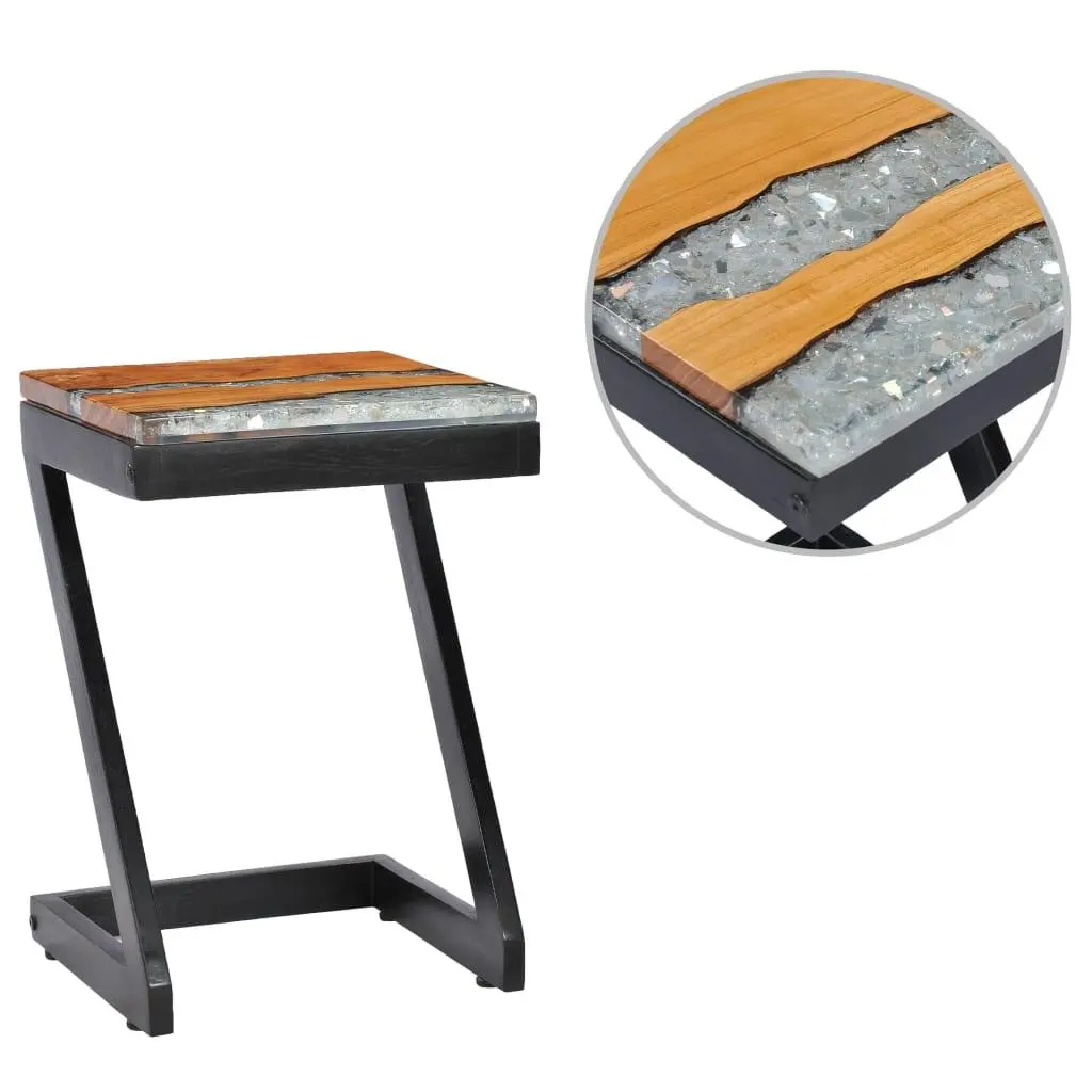 vidaXL Sofabord 30x30x50 cm heltre teak og polyresin change2