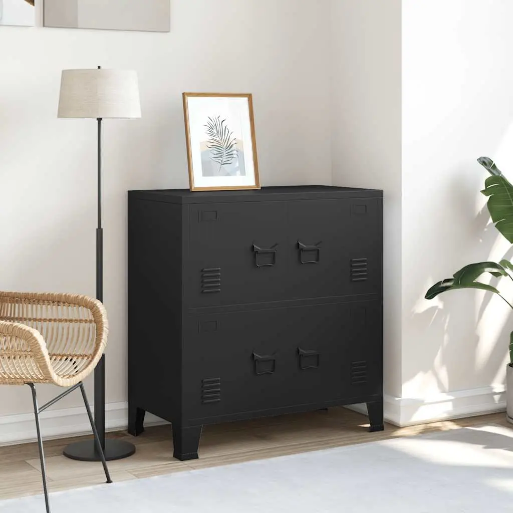 vidaXL Industriell oppbevaringskiste svart 75x40x80 cm stål