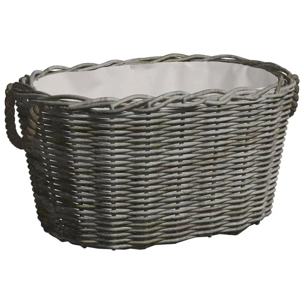 vidaXL Vedkurv med bærehåndtak 59x42x28 cm grå selje
