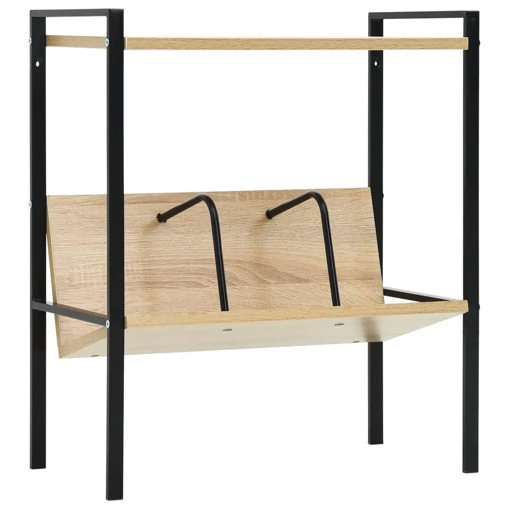 vidaXL Bokhylle 2 lag svart og eik 52x28x59 cm sponplate