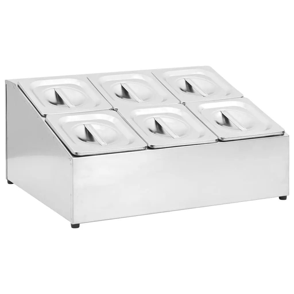 vidaXL GN-beholder med 6 GN 1/6 beholdere rustfritt stål