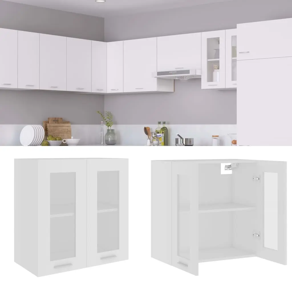 vidaXL Hengende skap glass "Lyon" hvit 60x31x60 cm konstruert tre