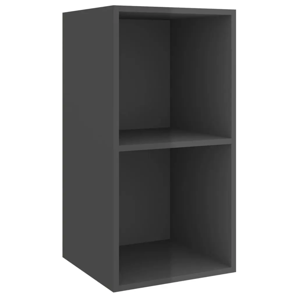 vidaXL Vegghengt TV-benk høyglans grå 37x37x72 cm konstruert tre