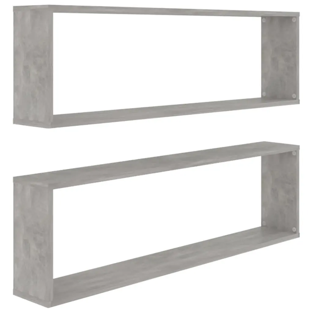 vidaXL Vegghyller kubeformet 2 stk betonggrå 100x15x30 cm sponplate