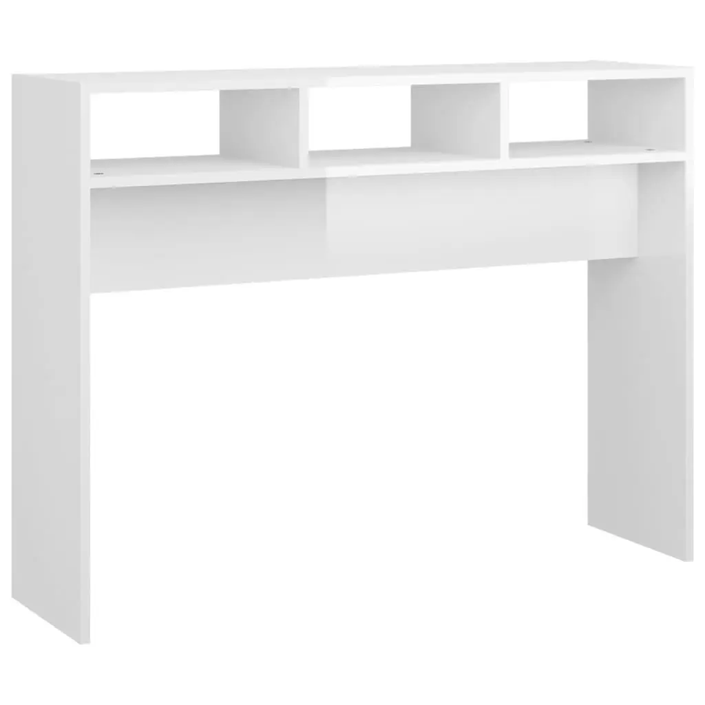 vidaXL Konsollbord høyglans hvit 105x30x80 cm konstruert tre