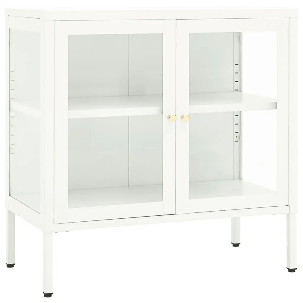 vidaXL Skjenk hvit 70x35x70 cm stål og glass