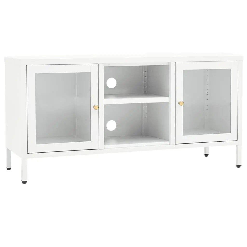 vidaXL TV-benk hvit 105x35x52 cm stål og glass
