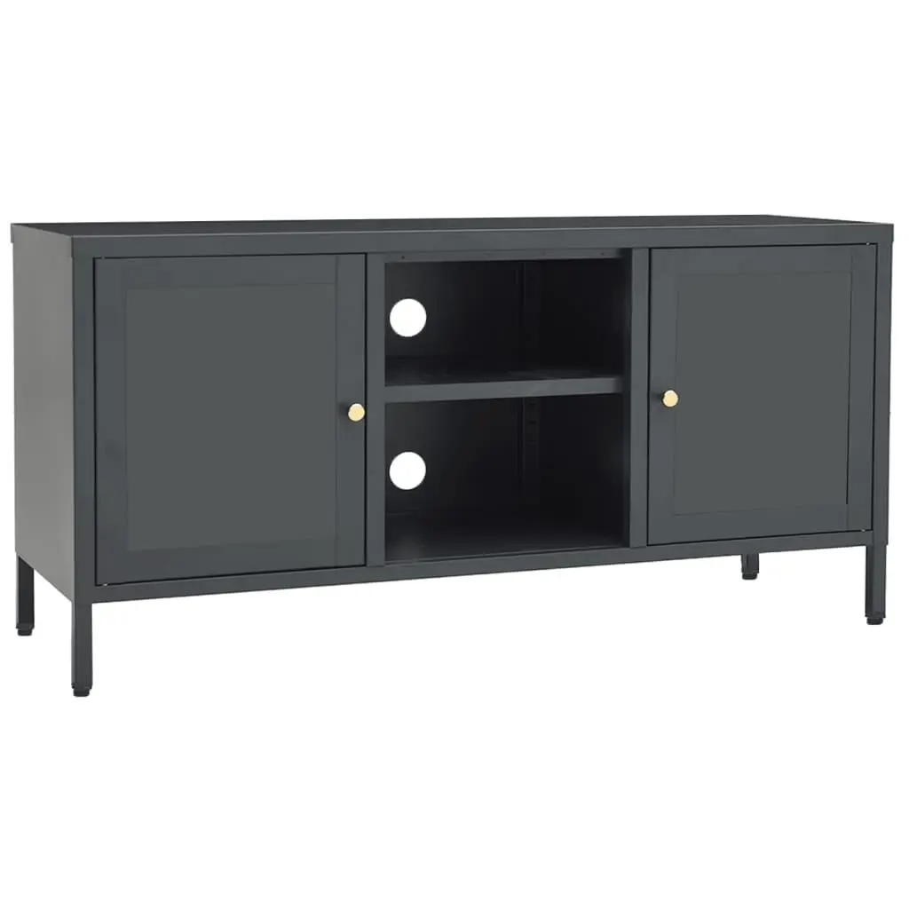 vidaXL TV-benk antrasitt 105x35x52 cm stål og glass