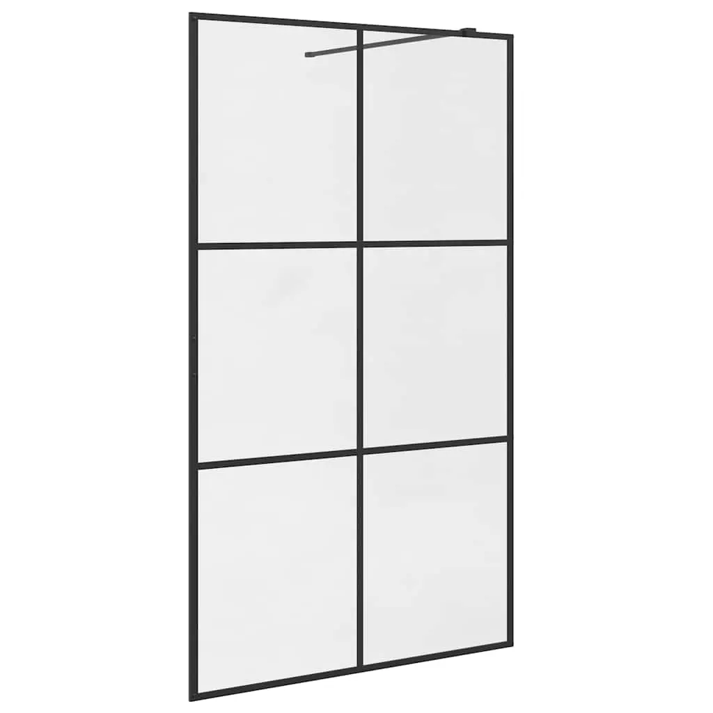 vidaXL Dusjvegg med klart ESG-glass 115x195 cm svart