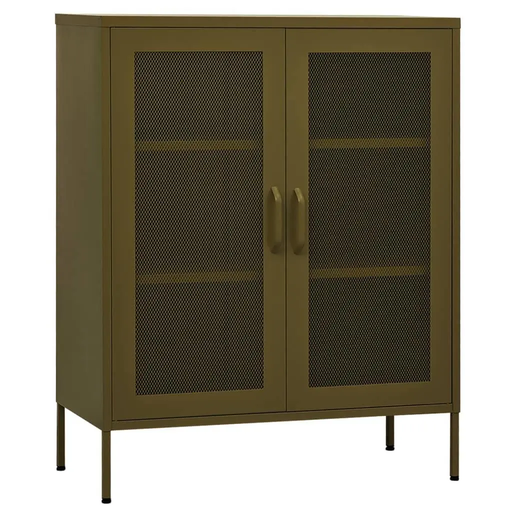 vidaXL Oppbevaringsskap olivengrønn 80x35x101,5 cm stål