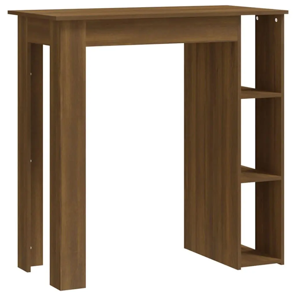 vidaXL Barbord med hylle brun eik 102x50x103,5 cm