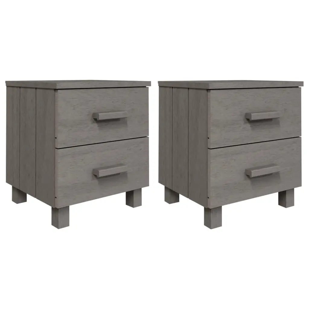 vidaXL Nattbord HAMAR 2 stk lysegrå 40x35x44,5 cm heltre
