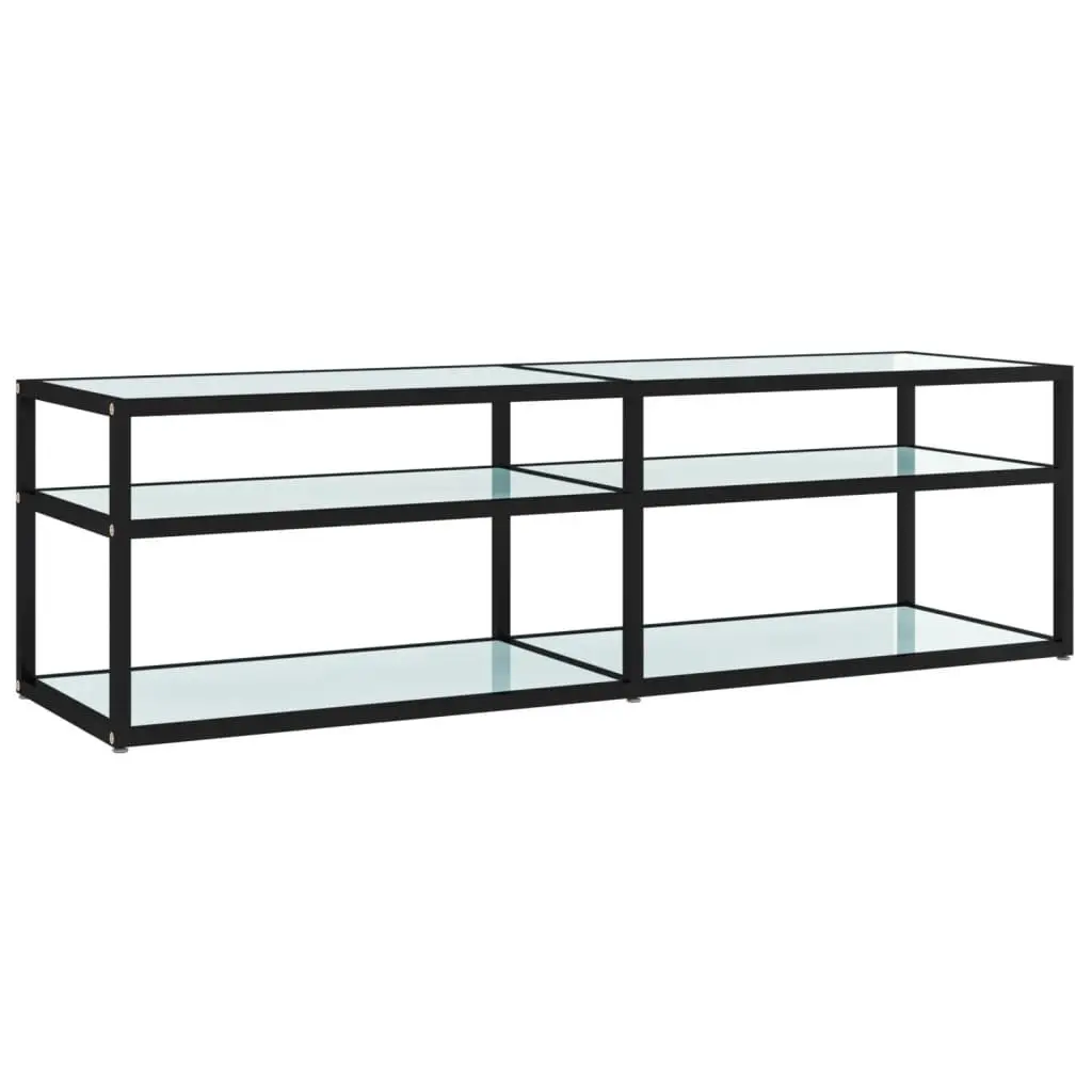 vidaXL TV-benk hvit marmor 140x40x40,5 cm herdet glass
