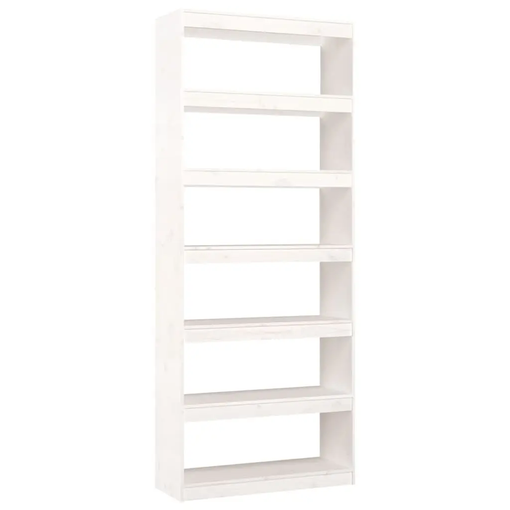 vidaXL Bokhylle/romdeler hvit 80x30x199,5 cm heltre furu