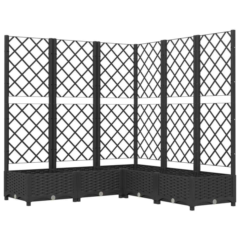 vidaXL Plantekasse med espalier svart 120x120x121,5 cm PP
