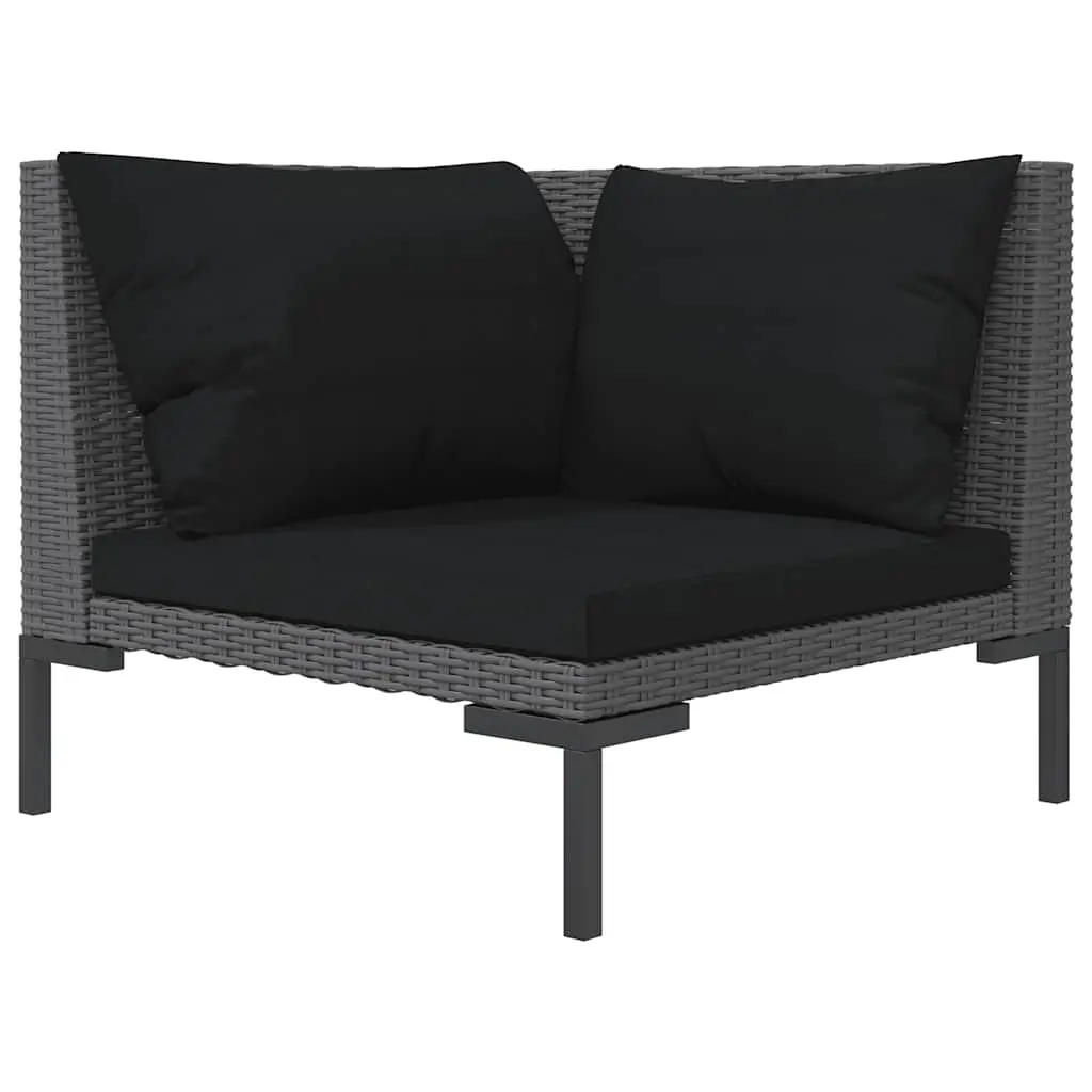 vidaXL Hagesofa med puter halvrund polyrotting