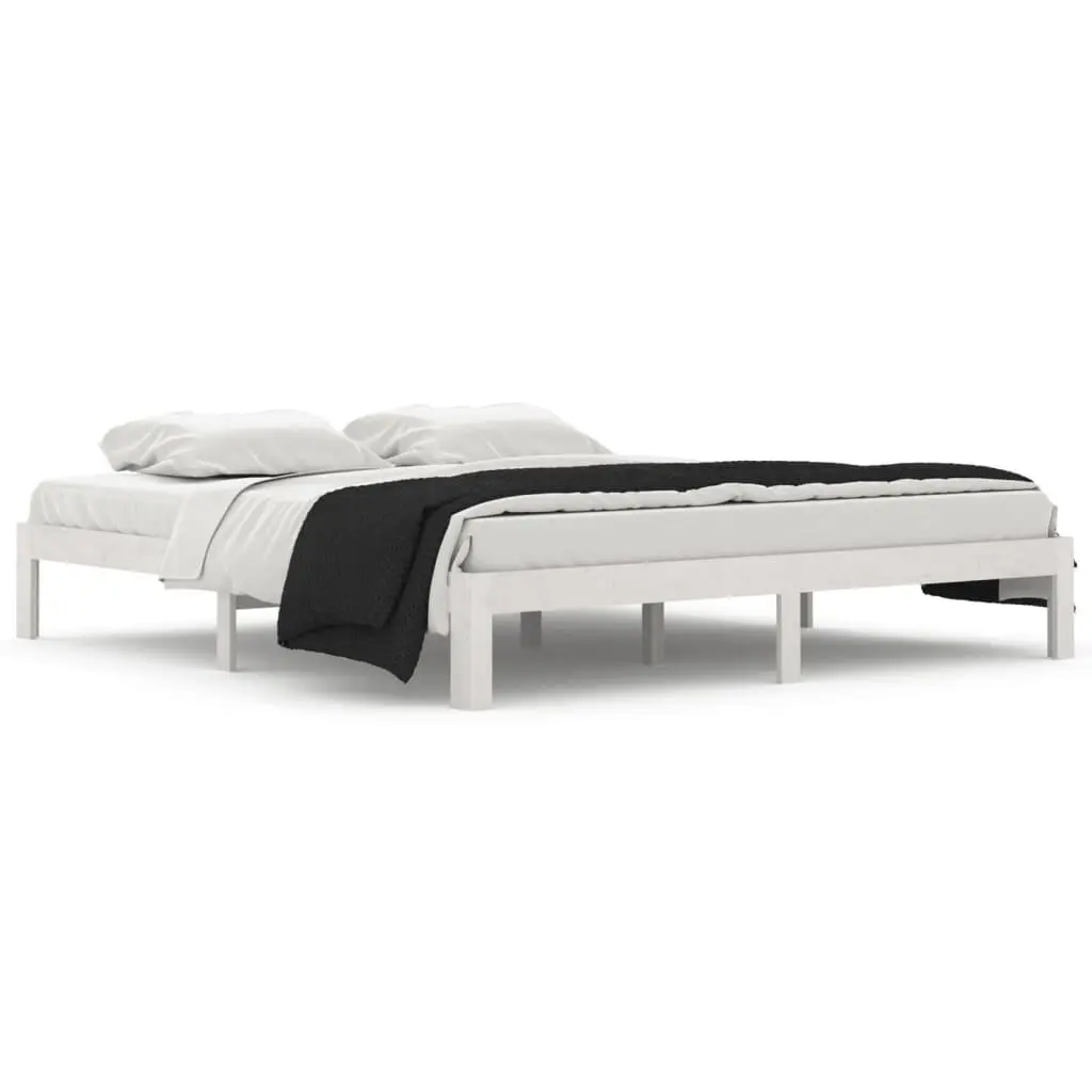 vidaXL Sengeramme hvit heltre 180x200 cm Super King