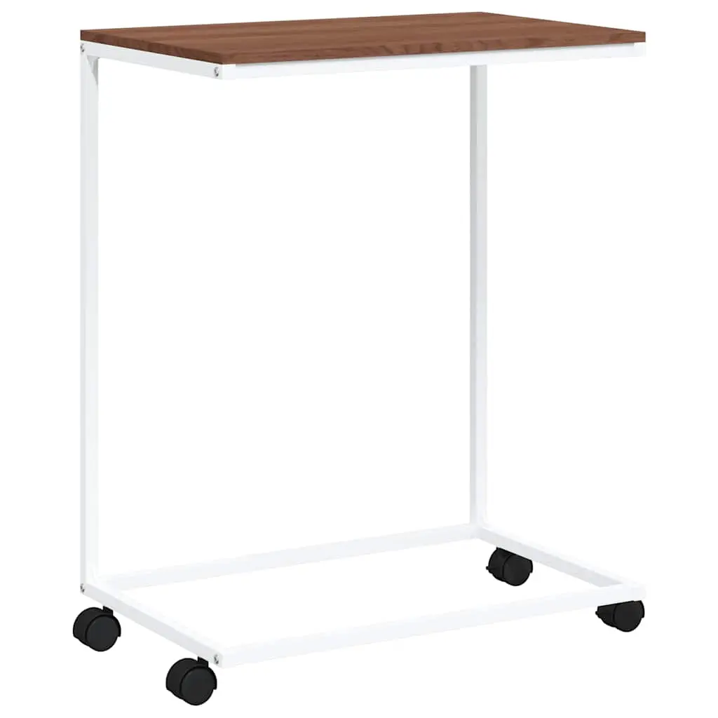 vidaXL Sidebord med hjul hvit 55x35x70 cm konstruert tre