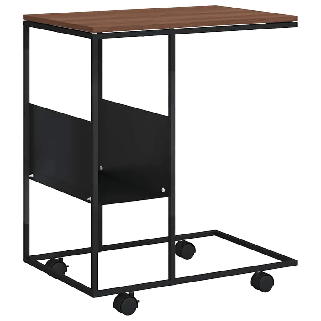 vidaXL Sidebord med hjul svart 55x36x63,5 cm konstruert tre