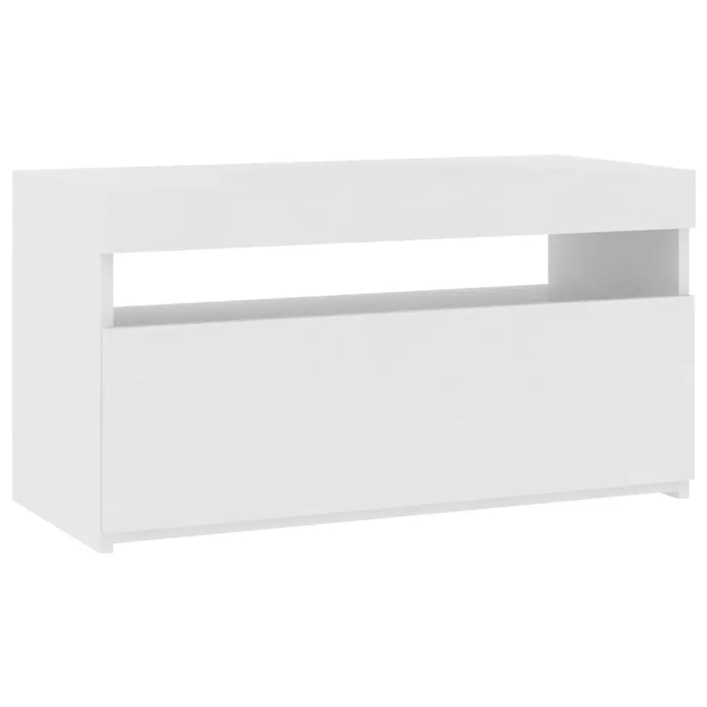 vidaXL TV-benk med LED-lys høyglans hvit 75x35x40 cm