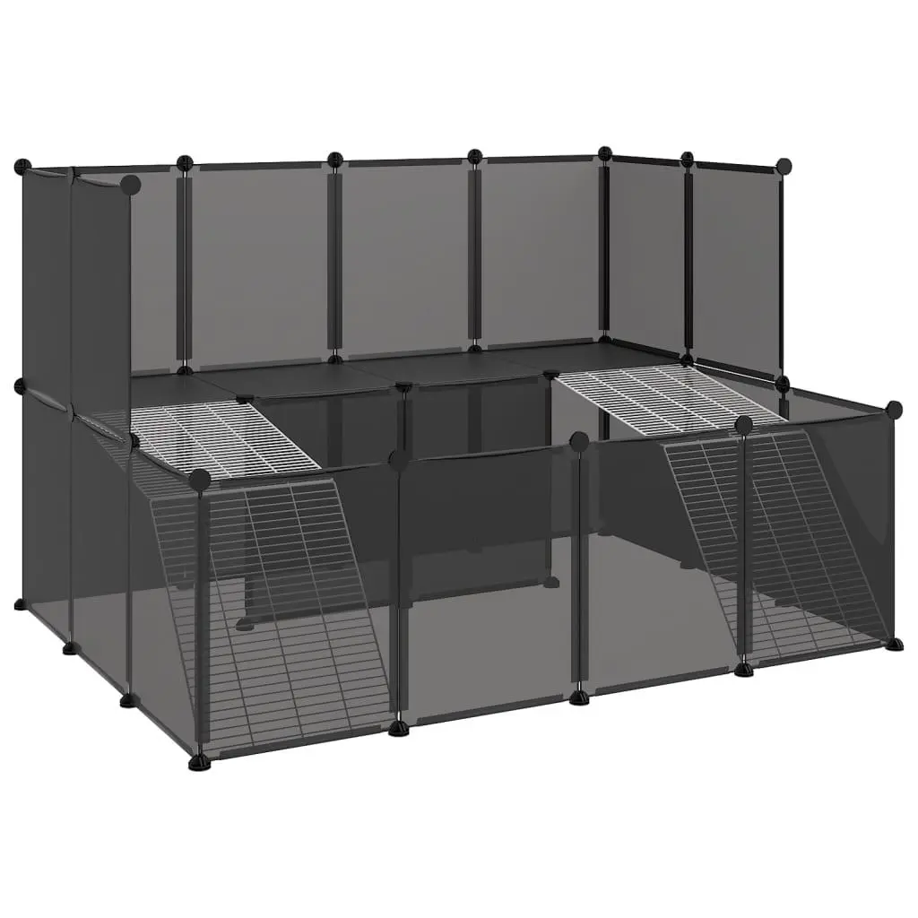 vidaXL Smådyrbur svart 143x107x93 cm PP og stål