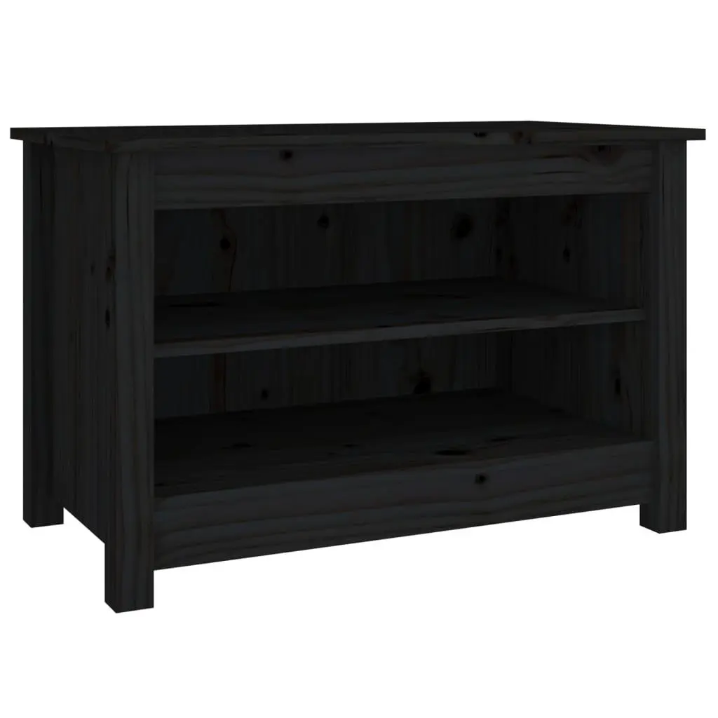 vidaXL Skobenk svart 70x38x45,5 cm heltre furu