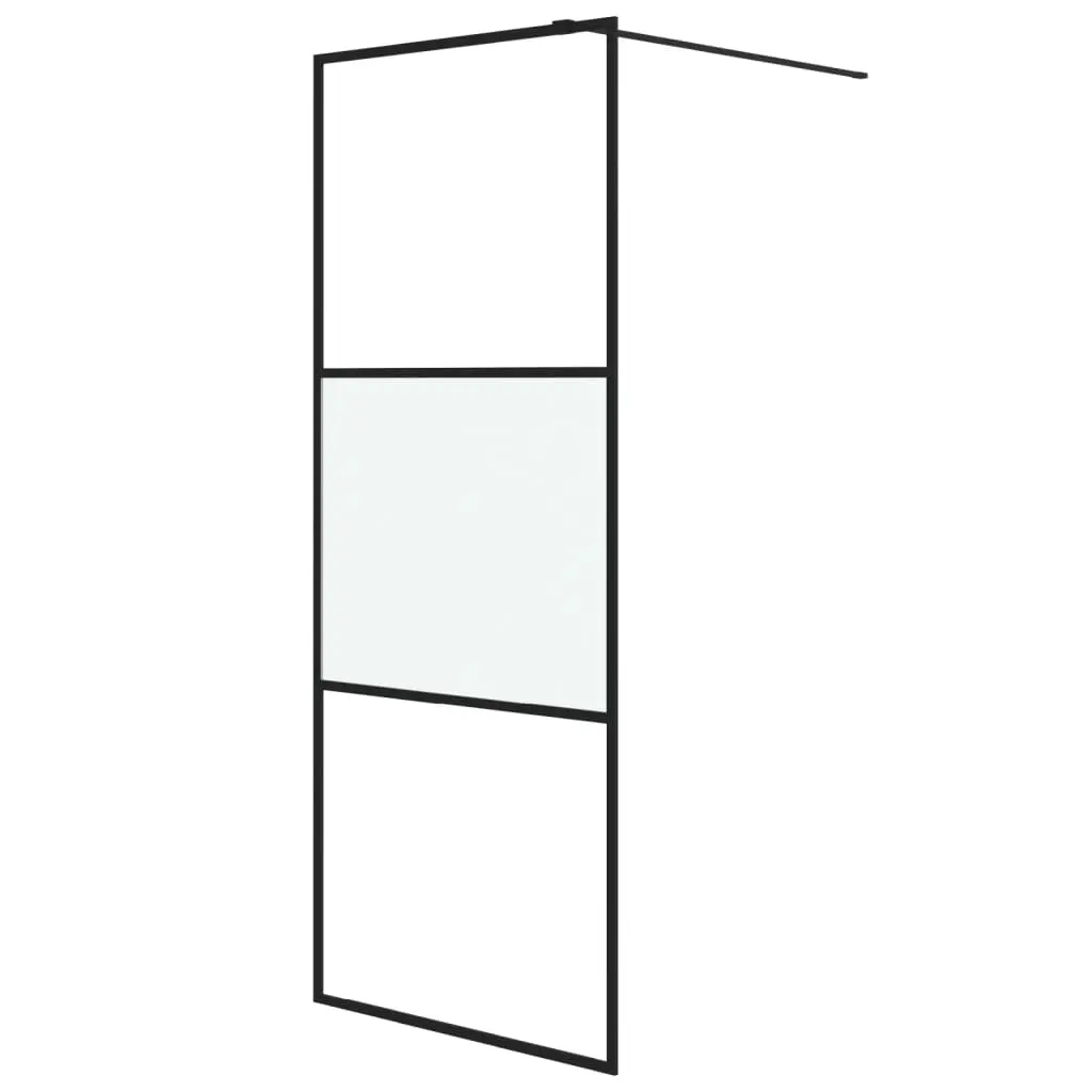 vidaXL Dusjvegg svart 80x195 cm halvfrostet ESG-glass