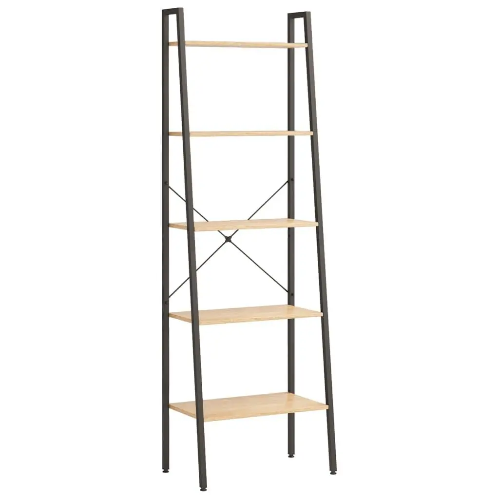 vidaXL Gulvhyller 5 etasjer lysebrun og svart 56x35x174 cm