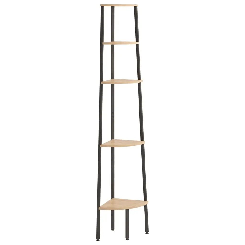 vidaXL Hjørnehyller 5 etasjer lysebrun og svart 45,5x31,5x180 cm