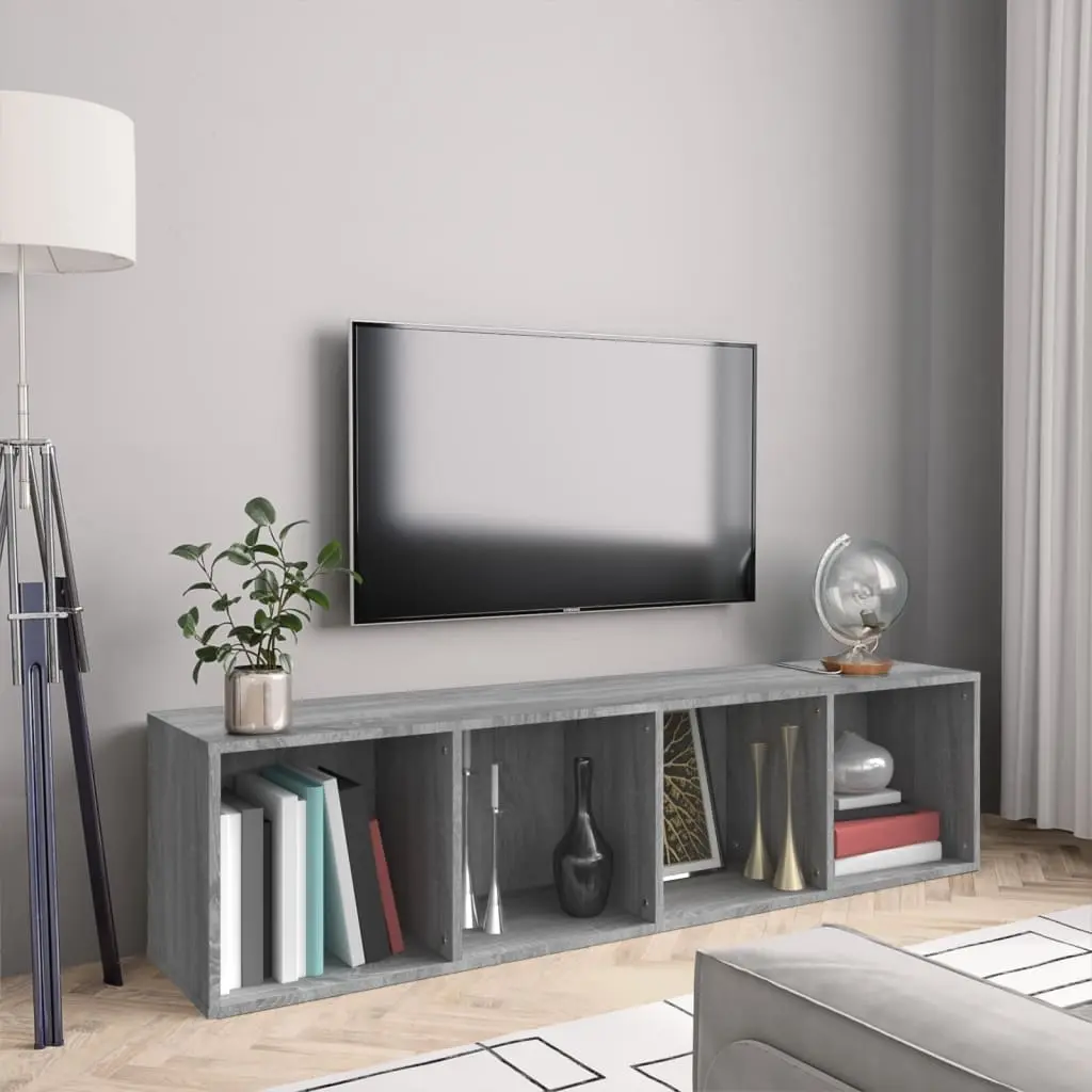 vidaXL Bokhylle/TV-benk grå sonoma 143x30x36 cm konstruert tre