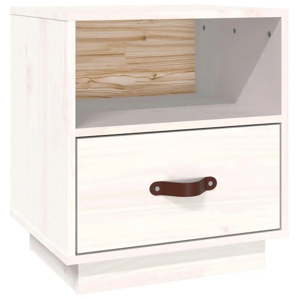 vidaXL Nattbord hvit 40x34x45 cm heltre furu