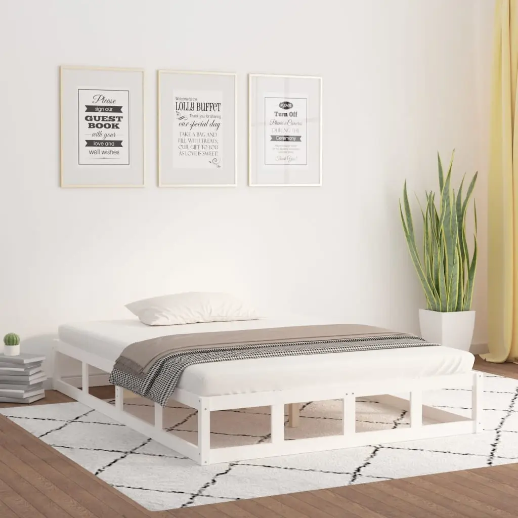vidaXL Sengeramme hvit 140x190 cm heltre