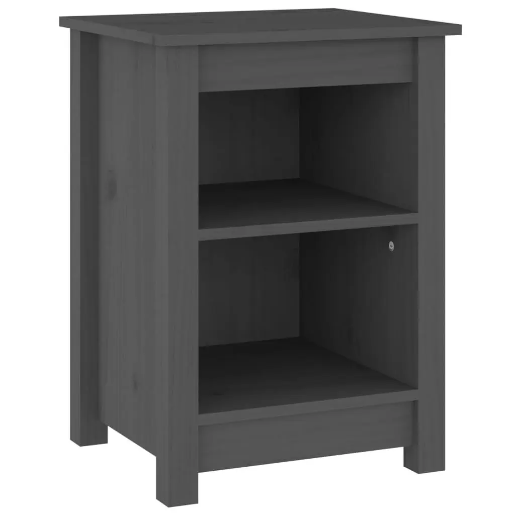 vidaXL Nattbord grå 40x35x55 cm heltre furu