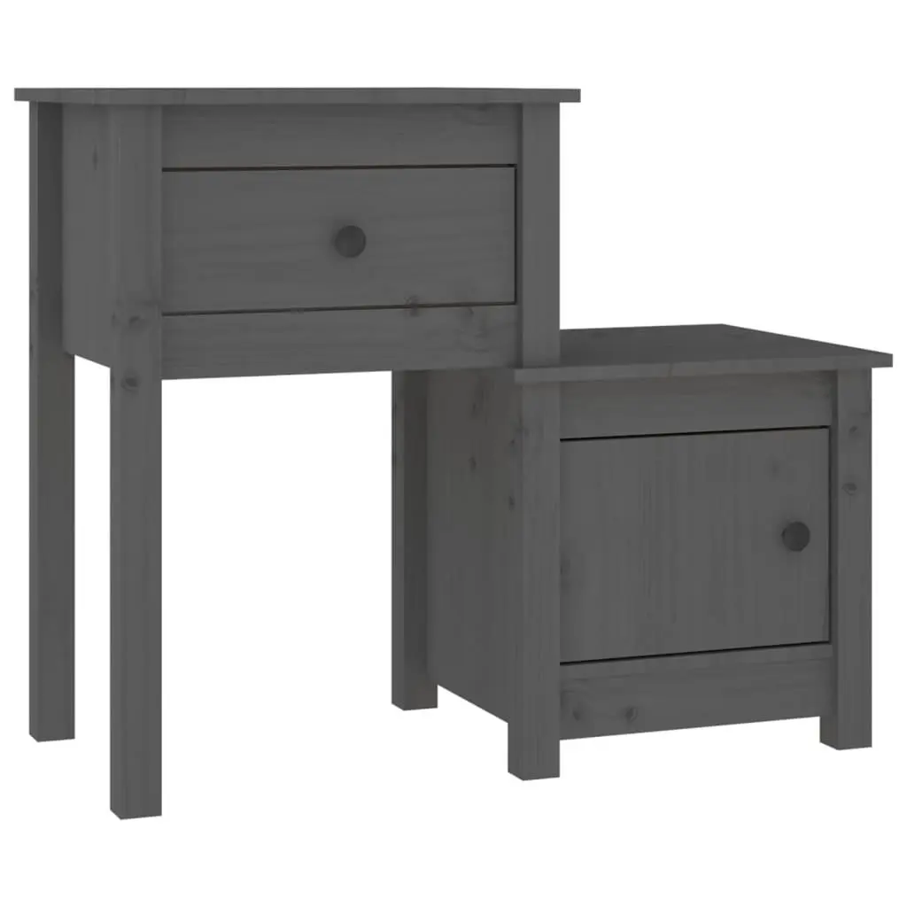 vidaXL Nattbord grå 79,5x38x65,5 heltre furu