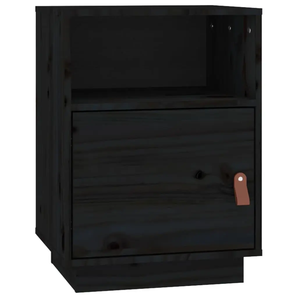 vidaXL Nattbord svart 40x34x55 heltre furu