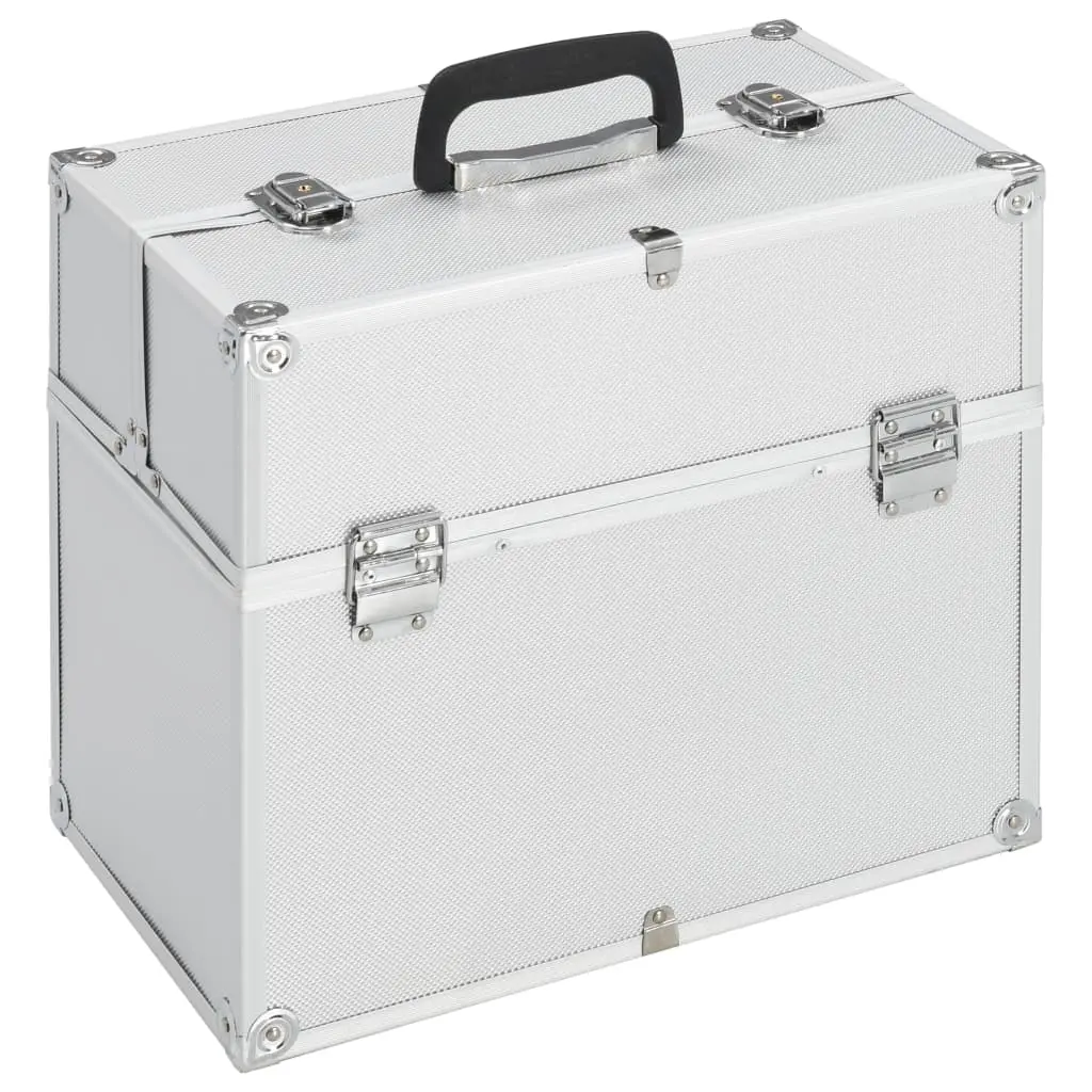 vidaXL Sminkeveske 37x24x35 cm sølv aluminium