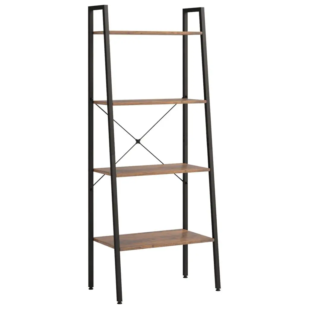 vidaXL Gulvhyller 4 etasjer mørkebrun og svart 56x35x140 cm