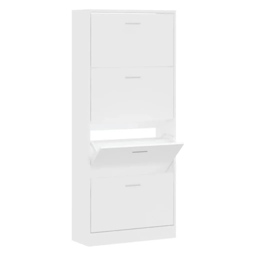 vidaXL Skoskap hvit 63x24x147 cm konstruert tre