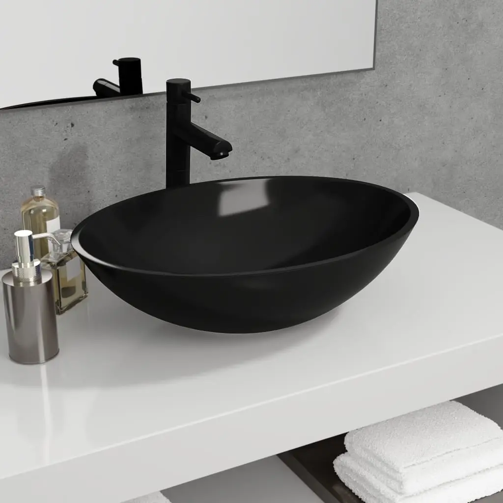 vidaXL Servant glass 50x37x14 cm svart