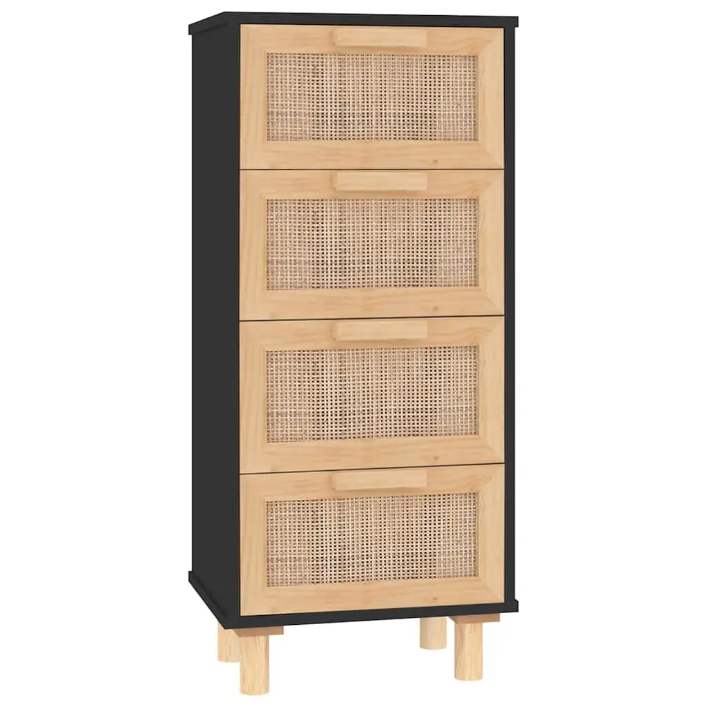 vidaXL Skjenk svart 40x30x90 cm heltre furu og naturrotting