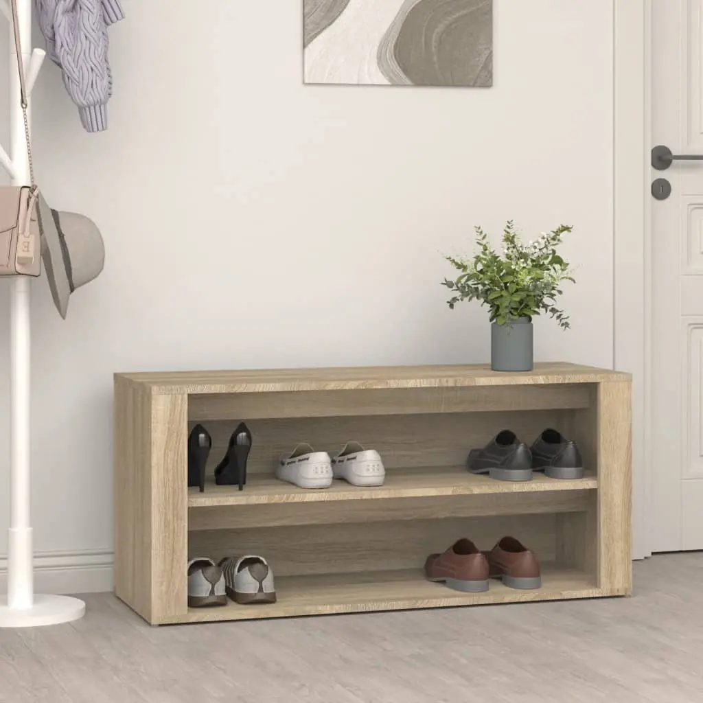 vidaXL Skohylle sonoma eik 100x35x45 cm konstruert tre