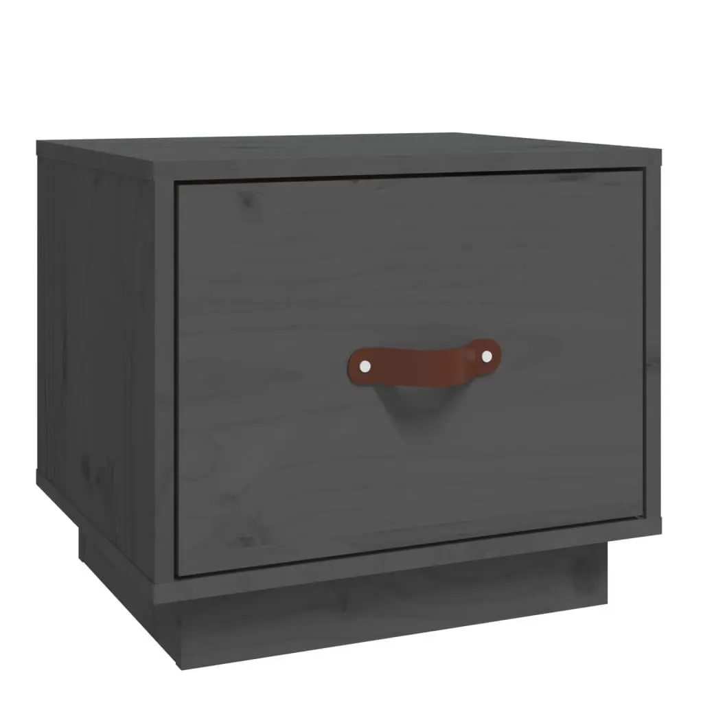 vidaXL Nattbord grå 40x34x35 cm heltre furu