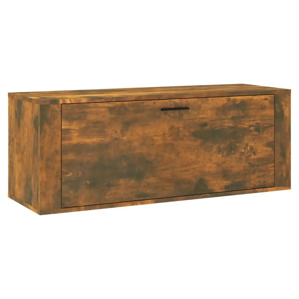 vidaXL Veggmontert skoskap røkt eik 100x35x38 cm konstruert tre