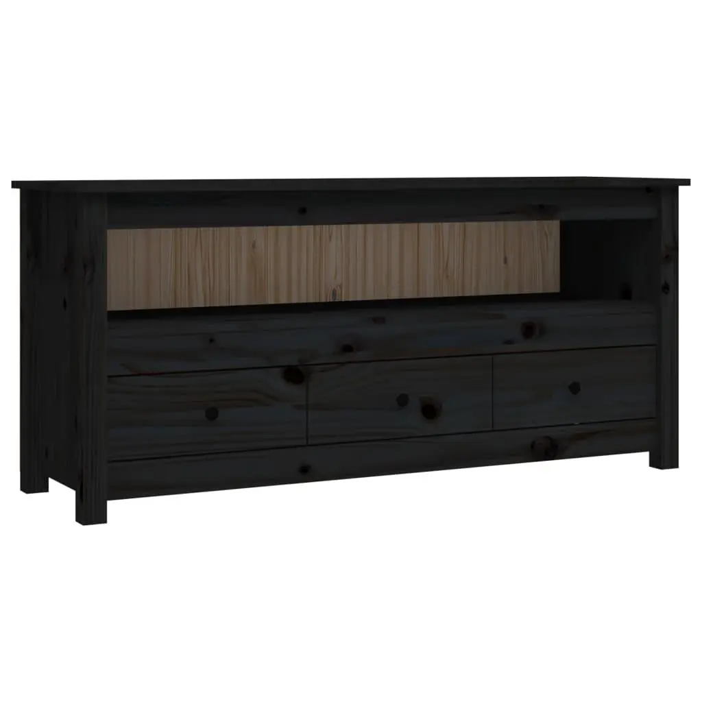 vidaXL TV-benk svart 114x35x52 cm heltre furu