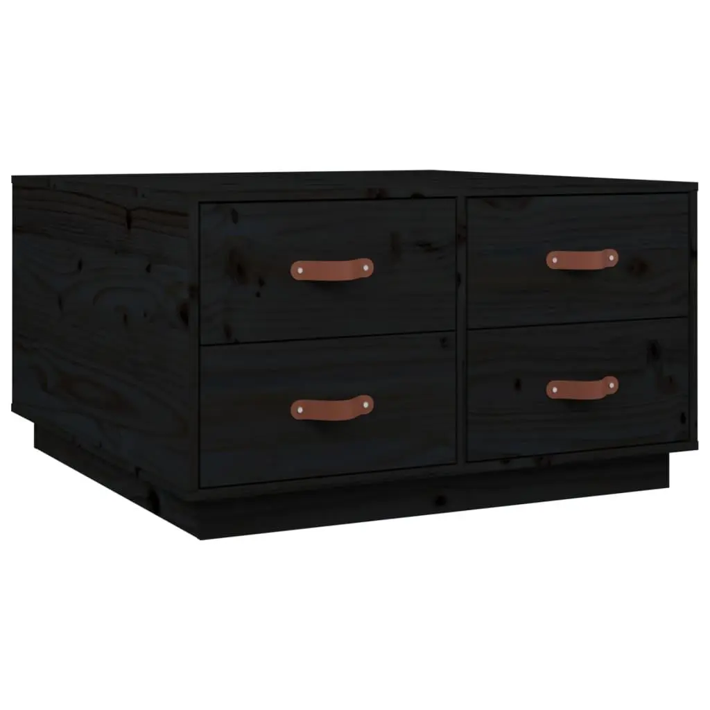 vidaXL Salongbord svart 80x80x45 cm heltre furu