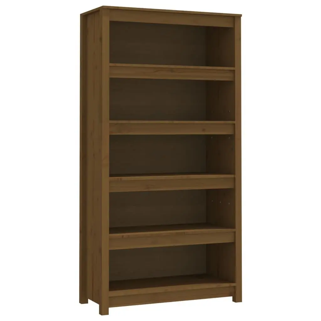 vidaXL Bokhylle honningbrun 80x35x154 cm heltre furu