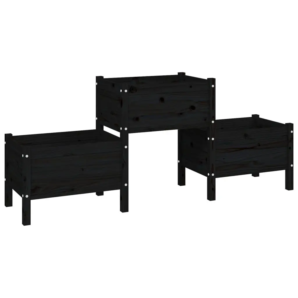 vidaXL Plantekasse svart 178,5x44x75 cm heltre furu