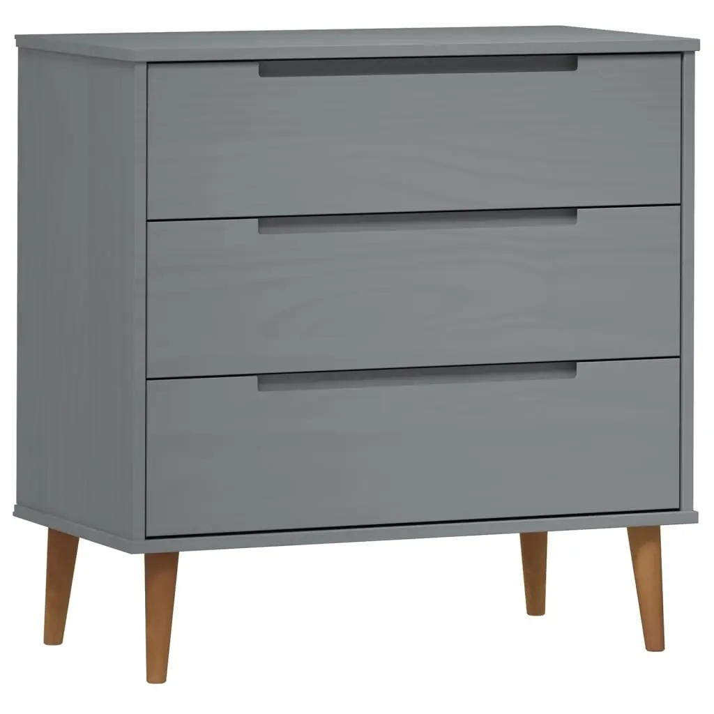 vidaXL Kommode MOLDE grå 80x40x80 cm heltre furu