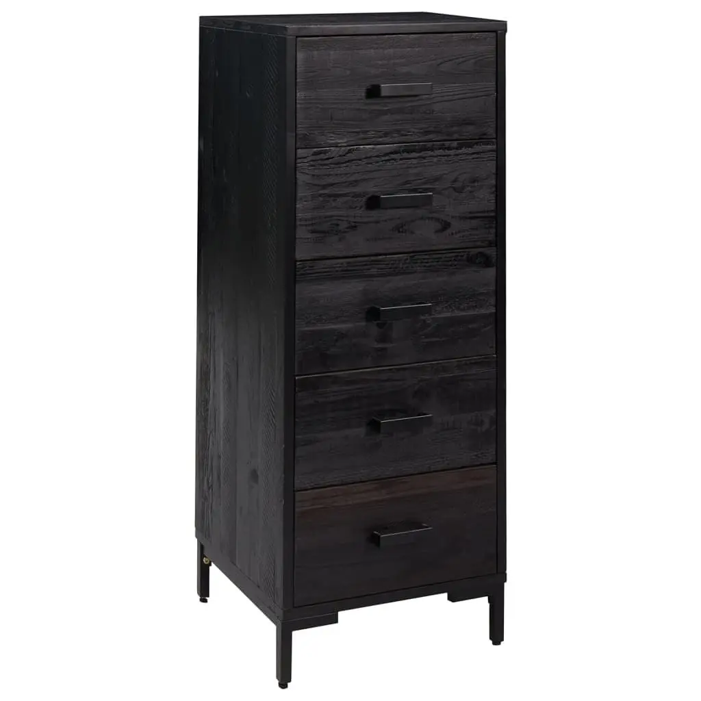 vidaXL Kommode svart 42x35x110 cm heltre furu